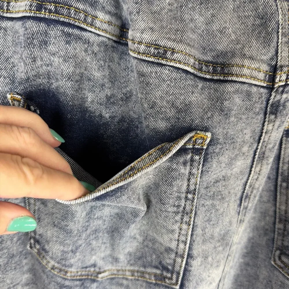 NWT Yesta Bleach Blue Zip Pockets Denim Skirt Elastic Waist #0905 Size 20 - Picture 4 of 6